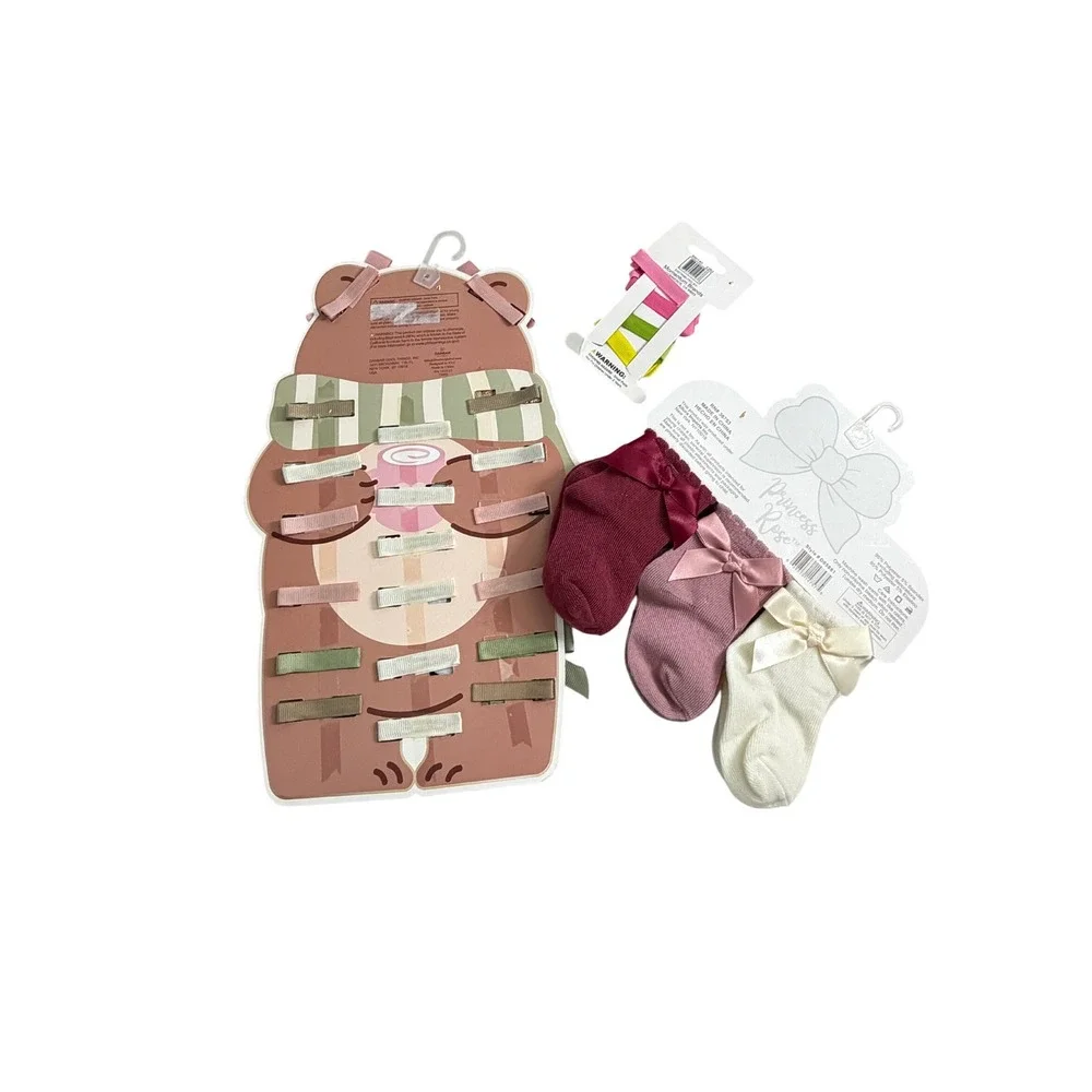 Ava Olivia Princess Rose Kids Hair Clip Bow Sock Baby Girl Set Bundle 27 pc
